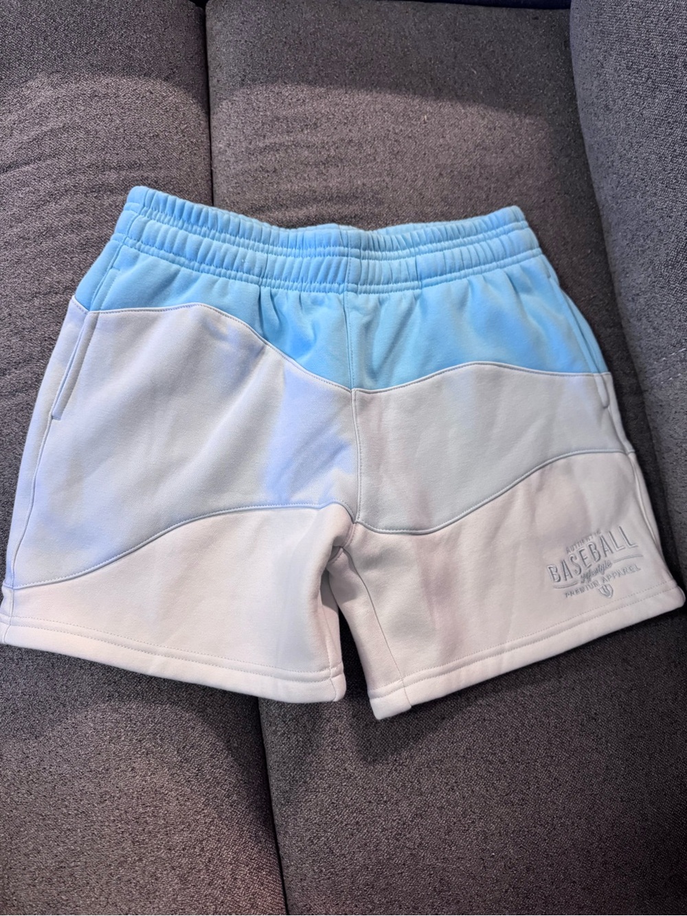 Children's Light Blue & White Colorblock Athletic Shorts